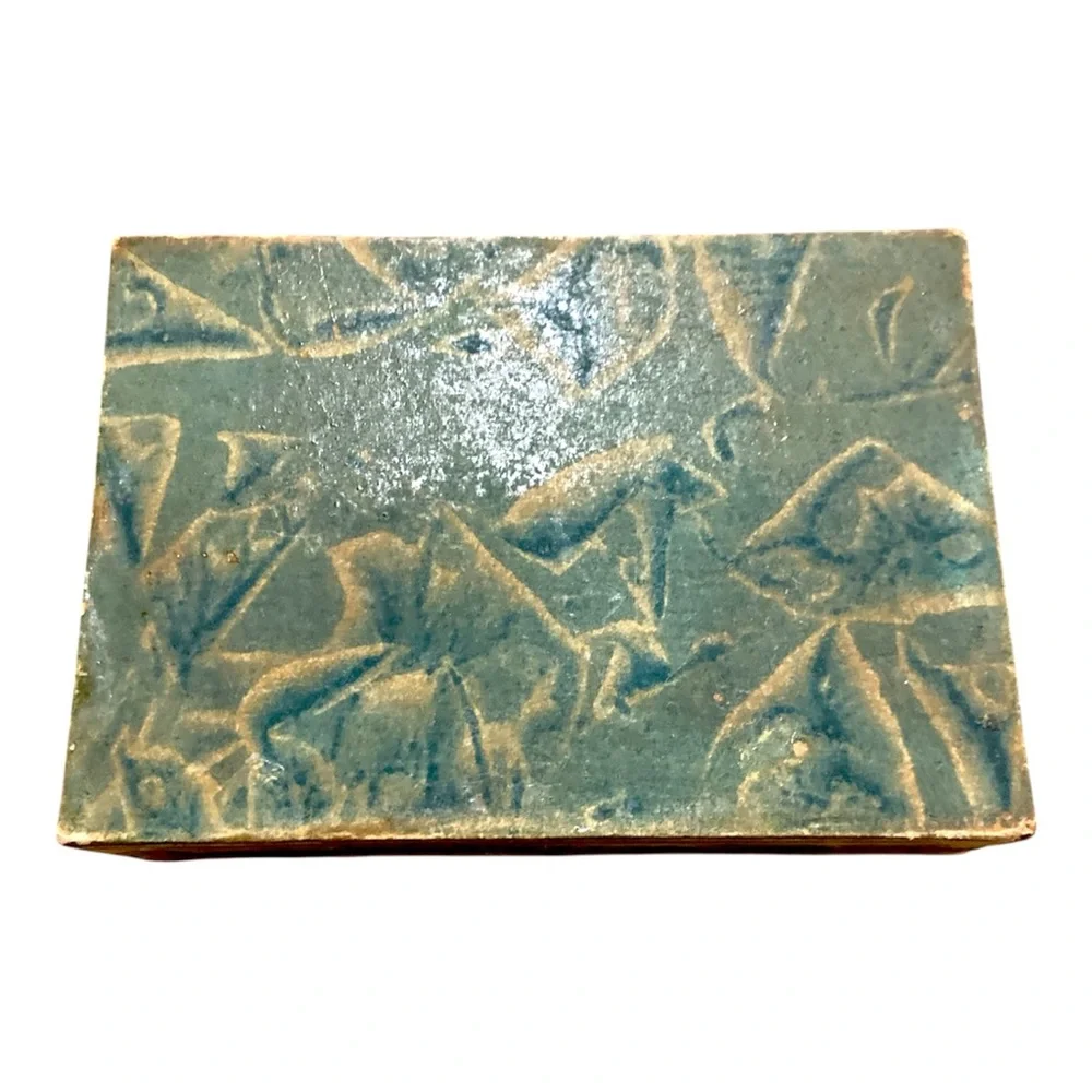 Handcrafted Wooden Trinket Box Colored Fish Inlay Vintage Decorative Jewelry Box
